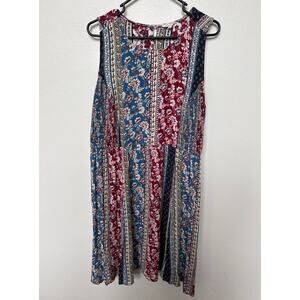 Fat Face Viscose Sleeveless Smocked Boho Pullover Knee Length Dress UK18 US 14